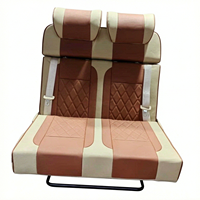 Vente en gros directe usine : Siège de fourgonnette 2 places en cuir PU marron beige bicolore, lit rabattable réversible, pièces pour camping-car