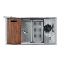 Éviers de cuisine Ledge Workstation en acier inoxydable 304, épaissis, pour usage domestique, faits à la main, à cuve unique