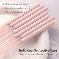 Ensemble de pinceaux pour nail art Rose Brume, poils en nylon doux, manche en plastique, capuchons anti-poussière, liner pour salon et DIY, pour détails fins