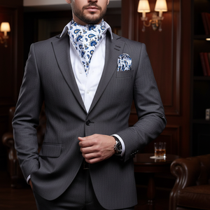 Ensemble de mouchoirs à motifs châle bleu blanc pour hommes - Product Image 3