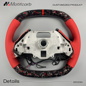 Volant de voiture personnalisé en fibre de carbone rouge avec poignée en cuir rouge pour Chevrolet Corvette C8 Z06 Coupé ZR1 1LZ 2LZ 3LZ 2019-2026 - Product Image 6