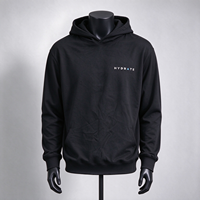 Sweat-shirt à capuche pour homme noir avec texte imprimé sur la poitrine, poche kangourou, cordon de serrage, manches longues, style minimaliste, OEM ODM Vente en gros