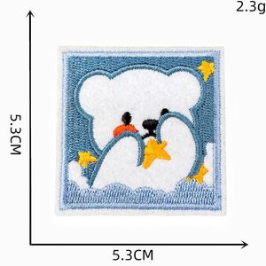 New <b>Cute</b> Iron on Embroidery square White <b>Bear</b> Patch for Decoration - Product Image 2