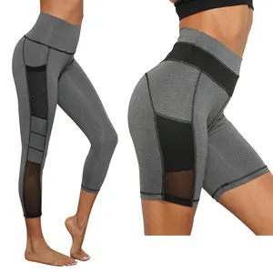 Women sexy Mesh Stretchy compression yoga pants Free Sample