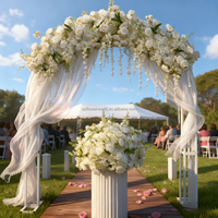 Centre de table de mariage OEM de haute qualité, chemin de table floral en roses blanches artificielles en soie, longueur 200 cm, largeur 40-45 cm, pour allée.