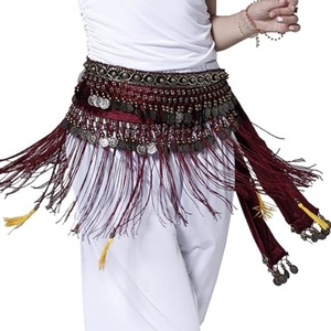 Dames danseuse du ventre tribal pays style ceinture gland hanche écharpe taille écharpe avec pompon pièces de monnaie - Product Image 2