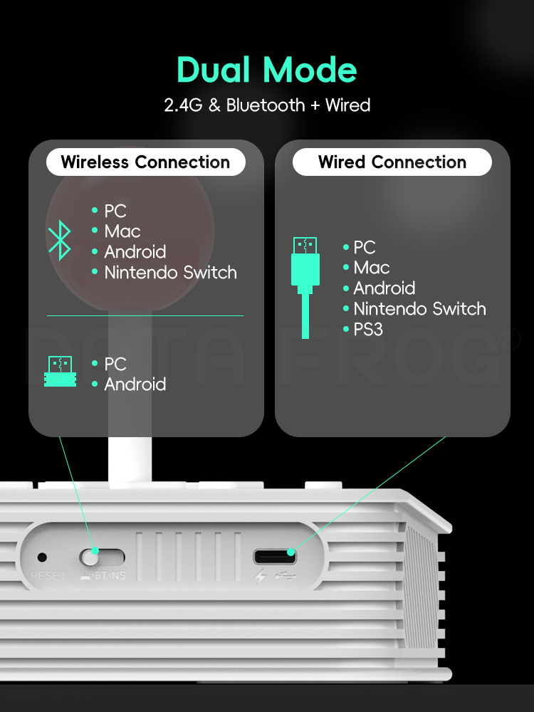 Data Frog Y5A Arcade Stick - Wireless & Wired Joy Controller