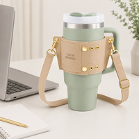 Porte-gobelet en cuir PU de qualité supérieure avec logo personnalisé, support de boisson réglable pour le marché européen des voyages