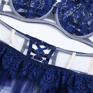 Lingerie érotique, sous-vêtements fantaisie, ensemble de soutien-gorge et culotte en dentelle transparente, ensemble de lingerie sexy de luxe en 4 pièces, jupe sexy, vêtements pour femmes - Product Image 6