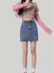 กระโปรงยีนส์ทรงเอเอวสูงสำหรับผู้หญิง ฤดูร้อน ปี 2026 สไตล์ลำลอง ความยาวปานกลาง แบบกางเกงขาสั้น - Product Image 4