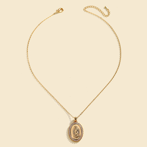 Dreamwork Vente en gros de bijoux religieux Plaqué or 18 carats Zircone cubique CZ Pendentif ovale Vierge Marie Miraculeuse Colliers Cadeau pour filles - Product Image 4