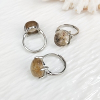 Bague en Quartz Rutile Doré de Haute Qualité pour Femme, Pierre de Guérison en Cristal Naturel, Bijou Reiki, Meilleur Cadeau, Prix de Gros