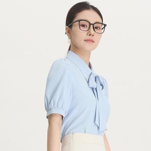 Blusa <span class=keywords><strong>de</strong></span> Gasa con Lazo y Manga Corta para Mujer, Resistente a las Arrugas, para Oficina, Maestra, Entrevista <span class=keywords><strong>de</strong></span> <span class=keywords><strong>Trabajo</strong></span>, Uniforme - Product Image 3