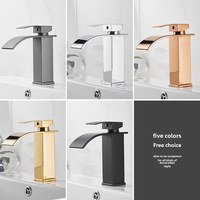 Nouveau style Robinet cascade en acier inoxydable 304, contrôle eau chaude/froide, monotrou, gris anthracite, mitigeur de lavabo de salle de bain à poignée unique