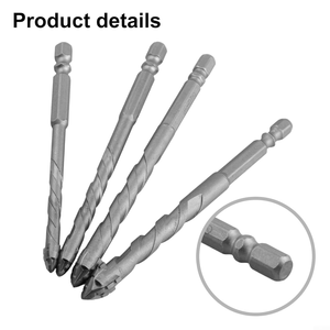 Foret à cœur excentrique en carbure de tungstène à quatre rainures dentelées, manche hexagonal super résistant, finition argentée, tige de 6 à 12 mm - Product Image 3