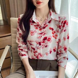 Nuova Camicetta da Donna con Scollo a V in Chiffon Floreale, Blusa Mujer De <span class=keywords><strong>Moda</strong></span>, <span class=keywords><strong>Top</strong></span> da Donna 2283 # - Product Image 6