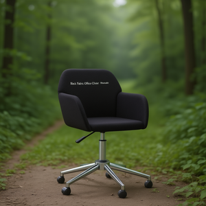 Black <b>Fabric</b> Office <b>Chair</b> 100% Polyester Metal Base Swivel <b>Desk</b> <b>Chair</b> Contemporary Design - Product Image 2