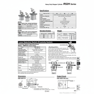 Cylindre d'arrêt RS2H50-30BM-D SMC Pneumatics Heavy Duty - Product Image 1