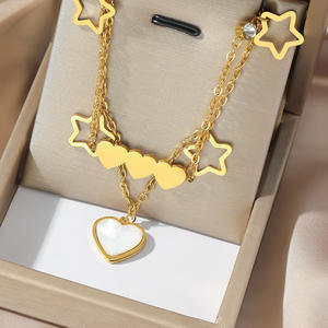Romantic Gift Hit <strong>Heart</strong> Double-Layer Stainless Steel Sweet INS-Style Clavicle Necklace for Cross-Border <strong>Shelving</strong> - Product Image 3