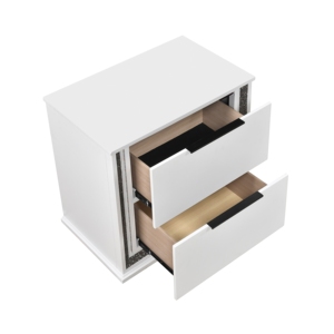 White Finish Nightstand With Two Drawers LED Light 8 Colors Bedroom Furniture Bedside Cabinet - Product Image 5