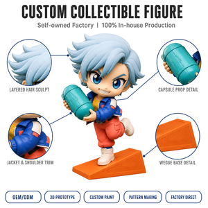 โรงงานผลิตฟิกเกอร์อนิเมะสาวชิบิแบบ OEM ตามสั่ง ของสะสม PVC ฟิกเกอร์แคปซูลสีเขียวอมฟ้า ของเล่นศิลปะสำหรับนักสะสม - Product Image 1