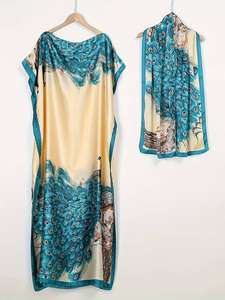 Boho-Chic Kaftan und Schal-Set, Lebendiges Ankara-Print Maxikleid, Urlaubskleidung - Product Image 3