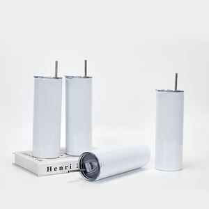 20 Oz Double Wall Steel <b>Blank</b> Sublimation Straight Skinny Tumbler <b>Water</b> <b>Bottle</b> With Straw - Product Image 2