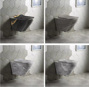 Inodoro de cerámica suspendido en la pared con diseño profesional para hotel de estilo rústico, con asiento de cierre suave - Product Image 1