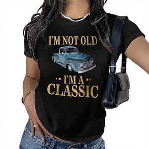 เสื้อยืดพิมพ์ลายมาตรฐานสีเดียวสำหรับผู้หญิงสำหรับฤดูใบไม้ผลิ/ฤดูร้อนผลิตในประเทศจีน - Product Image 1