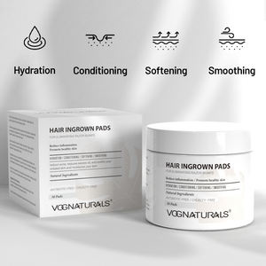 Tampons de traitement des poils incarnés à l'acide glycolique, lactique et salicylique pour la prévention des boutons de rasoir et les soins après-<span class=keywords><strong>rasage</strong></span> pour le visage, le corps et la zone du bikini - Product Image 1