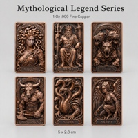 Barre commémorative de 1 oz en cuivre fin .999, série légende mythologique, avec relief 3D personnalisé, Medusa et Hades, pour cadeau de luxe