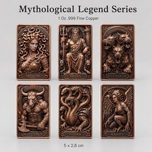 Barre commémorative de 1 oz en cuivre fin .999, série légende mythologique, avec relief 3D personnalisé, Medusa et Hades, pour cadeau de luxe - Product Image 1