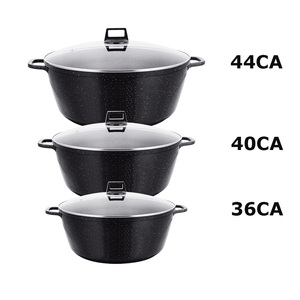 Hot bán sang trọng 6 cái thiết kế cổ điển không dính lớp phủ Die Cast nhôm Cookware Set Glass Nắp cảm ứng sẵn sàng - Product Image 2