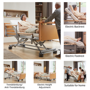 <span class=keywords><strong>Lit</strong></span> d'hôpital électrique Tecforcare à 5 fonctions pour la maison, <span class=keywords><strong>lit</strong></span> médical électrique en bois pour les soins à domicile, <span class=keywords><strong>lit</strong></span> de soins à domicile en bois pour les personnes âgées - Product Image 2