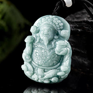 Colgante de Jadeíta Natural, el Dios de la Riqueza, Jade Azul Agua, Estilo Chino UNISEX, Regalo con Certificado de Tasación FG12 - Product Image 2