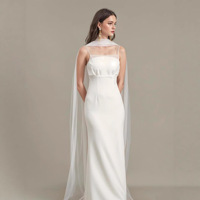 Élégante Écharpe Longue en Soie et Tulle, Douce et Décorative, pour Soirées Formelles, Robes de Mariée en Satin pour Femmes