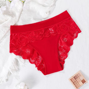 Женские эластичные кружевные трусики-стринги с низкой посадкой, черные, с цветочным узором, сексуальное женское нижнее белье - Product Image 5