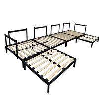 Minimalistisches L-förmiges Metall-Holz-Sofabett Schnelle Montage Robuste Kostengünstige Basis Für Zuhause Schlafzimmer Wohnzimmer Apartment Hotel