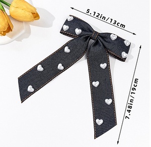 Pinza para el pelo de vaquera con lazo y perlas blancas, accesorio para el pelo de fiesta para niñas - Product Image 3