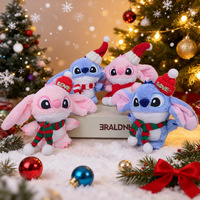Porte-clés en peluche monstre de dessin animé mignon avec chapeau et écharpe de Noël, poupée en peluche, jouets pendentifs pour sac à dos pour enfants, vente en gros