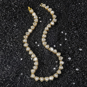 Nuevo Collar de Cadena con Diseño Simple y Lujoso, con Corazón Empalmado, Estilo Hiphop, Chapado en Oro y Plata, para Hombre, Joyería de Moda - Product Image 4
