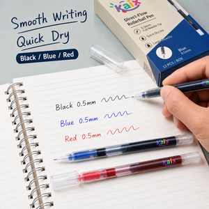 Stylo roller <span class=keywords><strong>à</strong></span> encre liquide directe KAIX <span class=keywords><strong>grande</strong></span> capacité avec logo personnalisé, pointe aiguille 0,5 mm, encre noire, pour notes en classe - Product Image 2