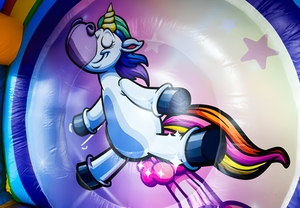 Città del Divertimento Gonfiabile per Bambini, Castello Gonfiabile, Mini Casa Rimbalzante, Castello Gonfiabile Unicorno Arcobaleno per Feste - Product Image 5