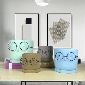 Maceta de Arcilla Pintada a Mano <span class=keywords><strong>con</strong></span> Diseño Europeo y Bandeja - Product Image 5