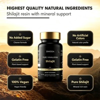 OEM Shilajit Pur Himalaya 85+ Minéraux Traces Acide Fulvique Acide Humique Énergie Soutien Immunitaire Complément 60 Portions