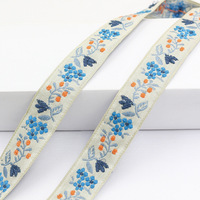Cintas Jacquard con Motivo Floral de Color Pálido de 2 cm