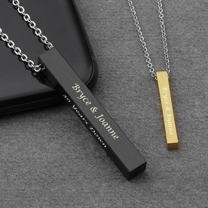 Personnalisé Nom Imprimé Or 18K Acier inoxydable Collier Fashion T-Shape Slim Blank Vertical Pendentif Collier - Product Image 4