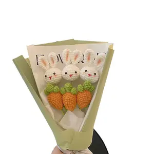 DIY knitting bunny bouquet cute radish finished handcrafted gift for girl to give to children's best friend