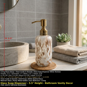 Glass Soap <b>Dispenser</b> Manual Liquid Pump Bottle Gold Pump White Spotted Decorative Bathroom Shower Accessory - Product Image 3