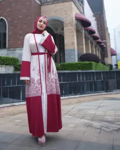 2022 New Design Hand stitched Rhinestones Muslim Women Kimono Abaya